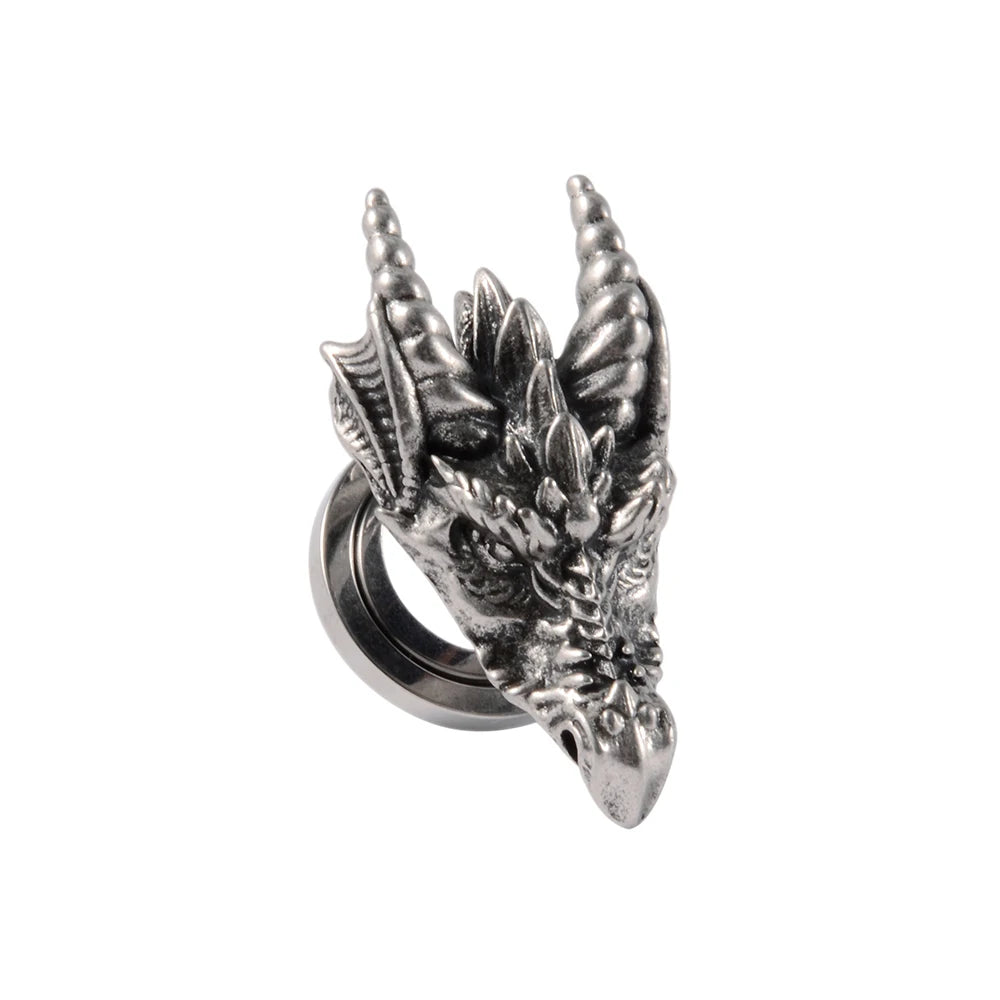 1PC Punk Stainless Steel Skeleton Ear Stretchers Tunnel External Thread Vintage Ear Gauge Plugs Expander Body Piercing Jewelry