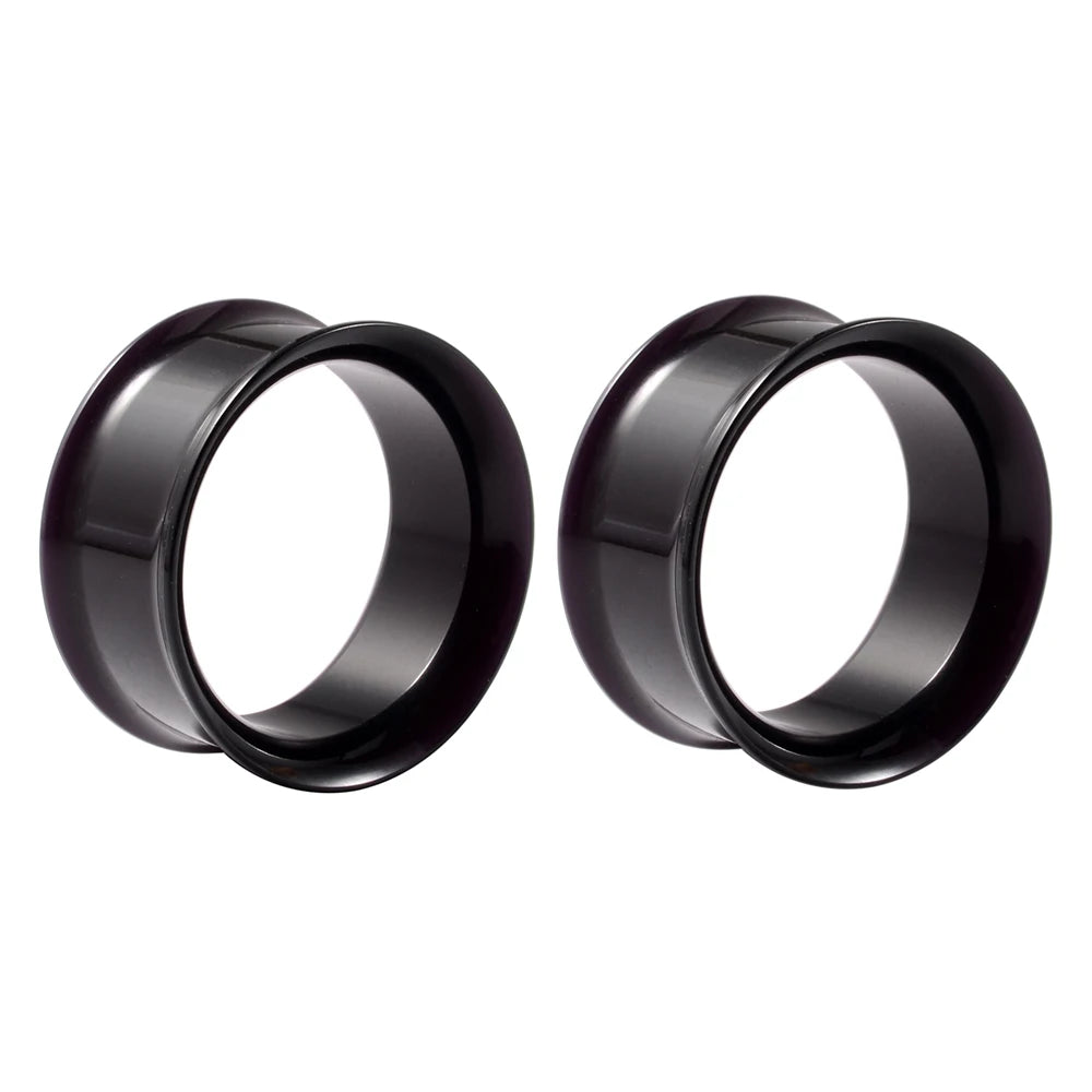 2pcs Ear Tunnel Plug White Black Clear Acrylic Double Flare Ear Gauges Saddle Expander Stretcher Body Jewelry