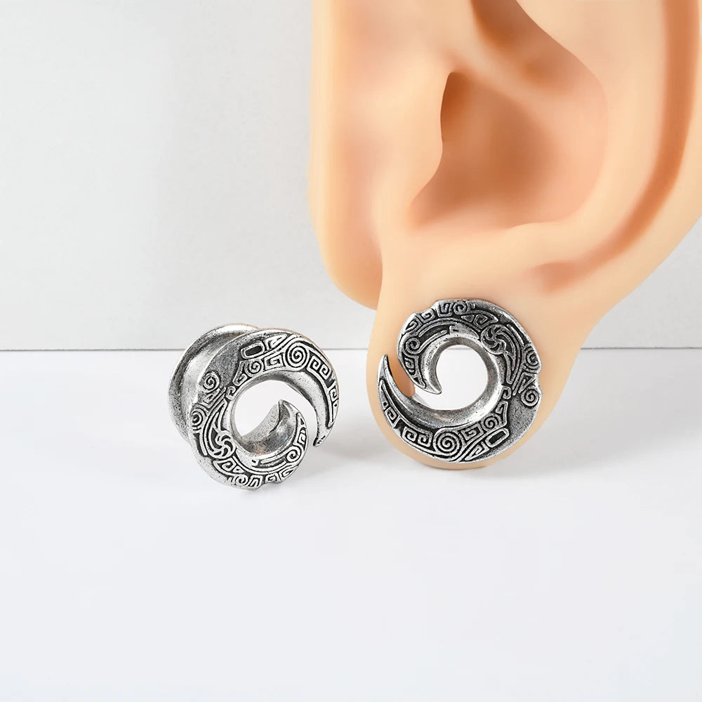 1-2PCS Dragon Vintage Amulet Ear Tunnels&Plugs Expander Weight Ear Gauges Stretchers Earring Copper Piercing Body Jewelry8-25mm