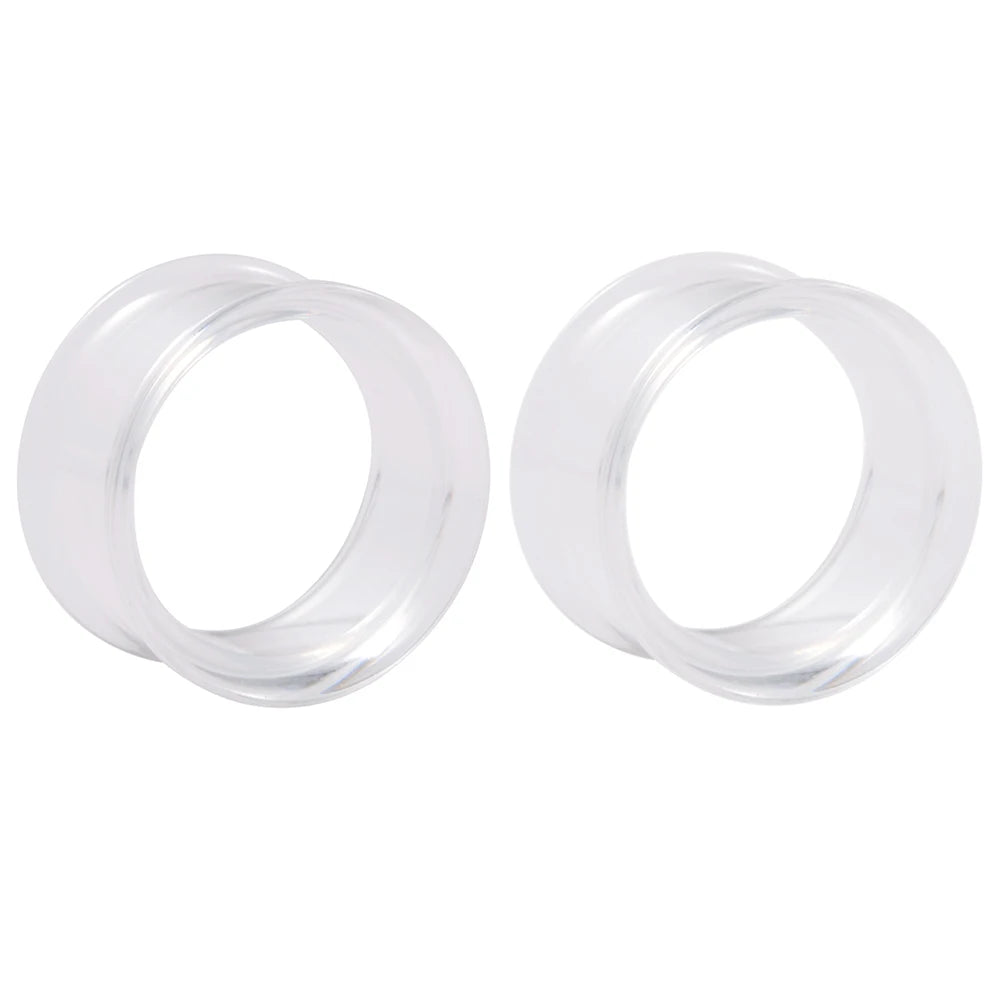 2pcs Ear Tunnel Plug White Black Clear Acrylic Double Flare Ear Gauges Saddle Expander Stretcher Body Jewelry