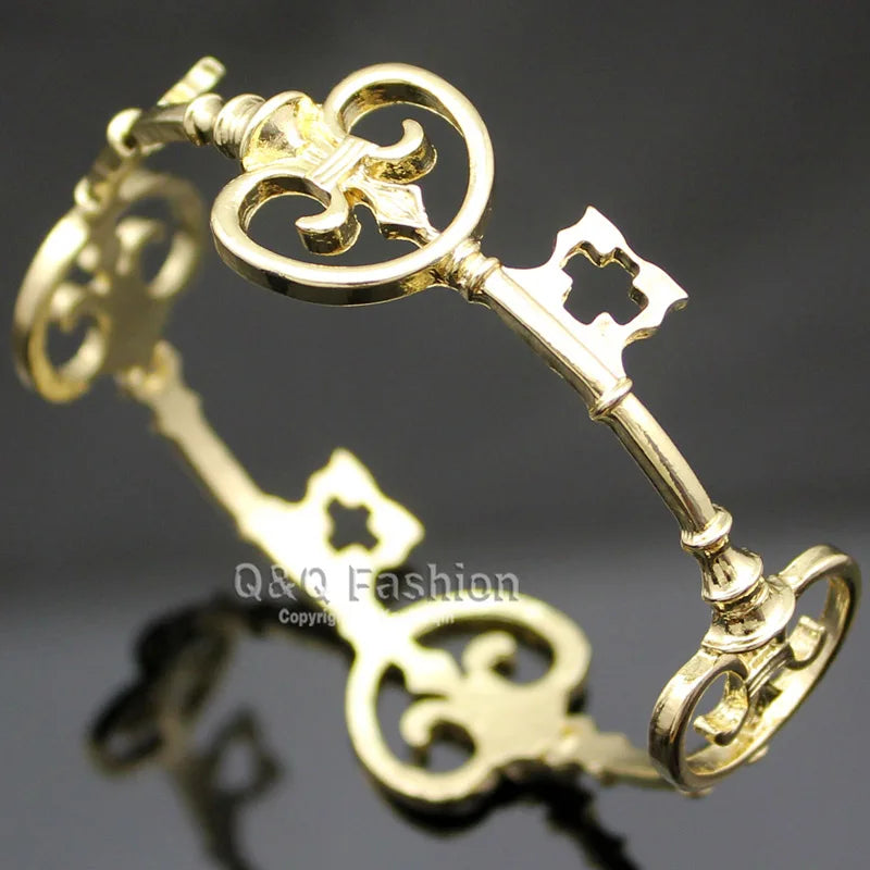Vintage Victorian Skeleton Key Cross Bridal Bracelet Fashion Unisex Bangle Cuff Valentine Anime Halloween Jewelry Party Wedding