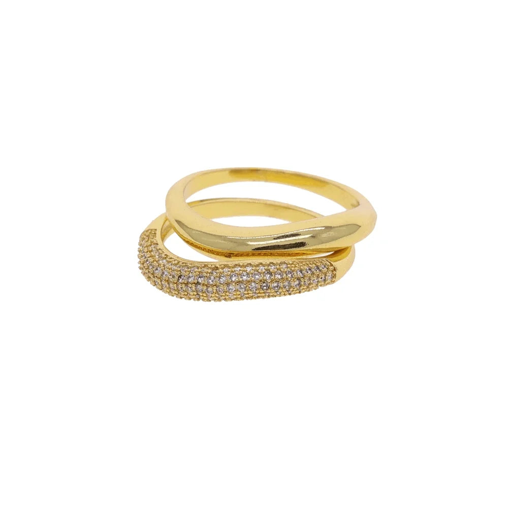 2026 New Gold Plated Multilayer Stacking Finger Ring Micro Pave Cubic Zircon For Women Fashion Unique Full Finger Jewlery