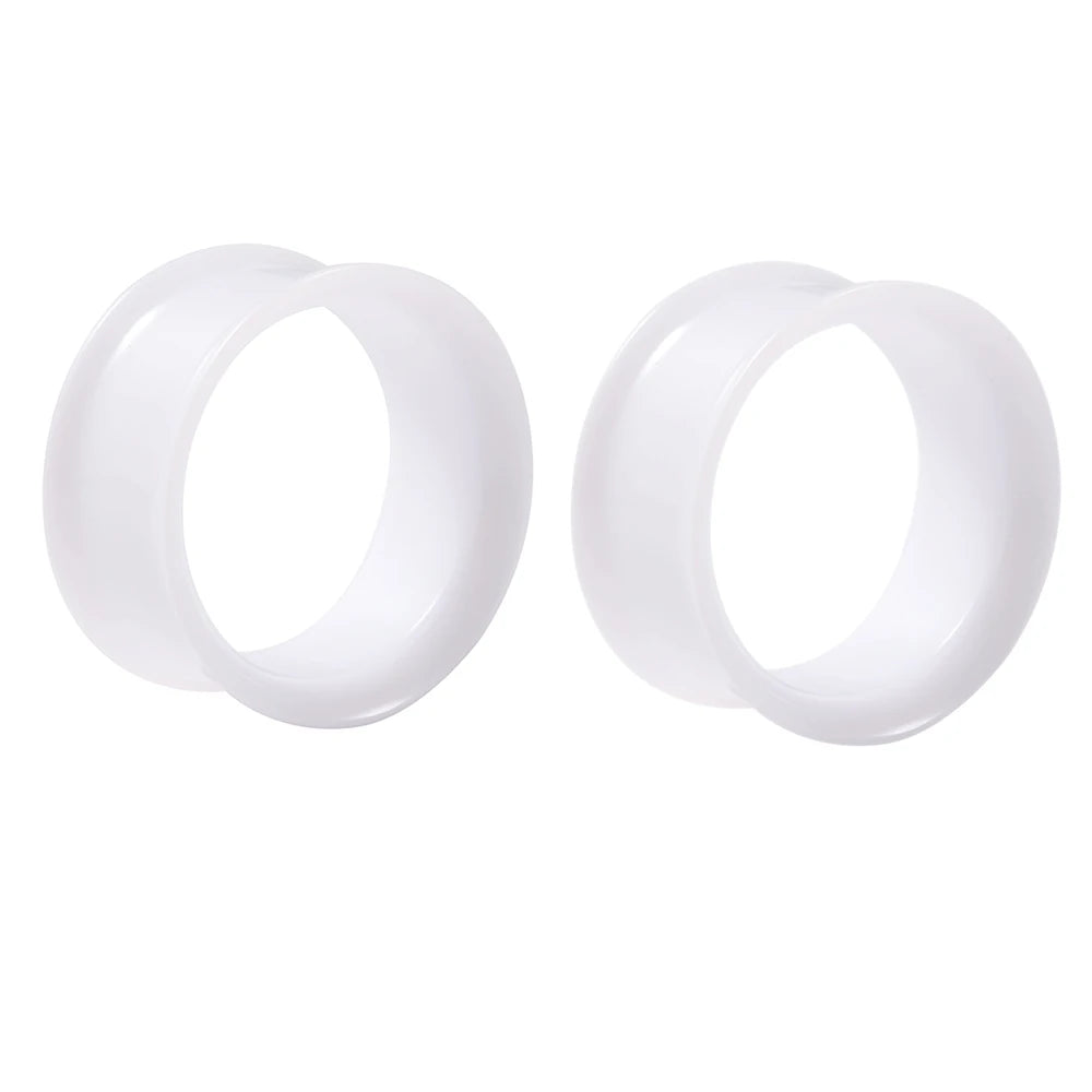 2pcs Ear Tunnel Plug White Black Clear Acrylic Double Flare Ear Gauges Saddle Expander Stretcher Body Jewelry