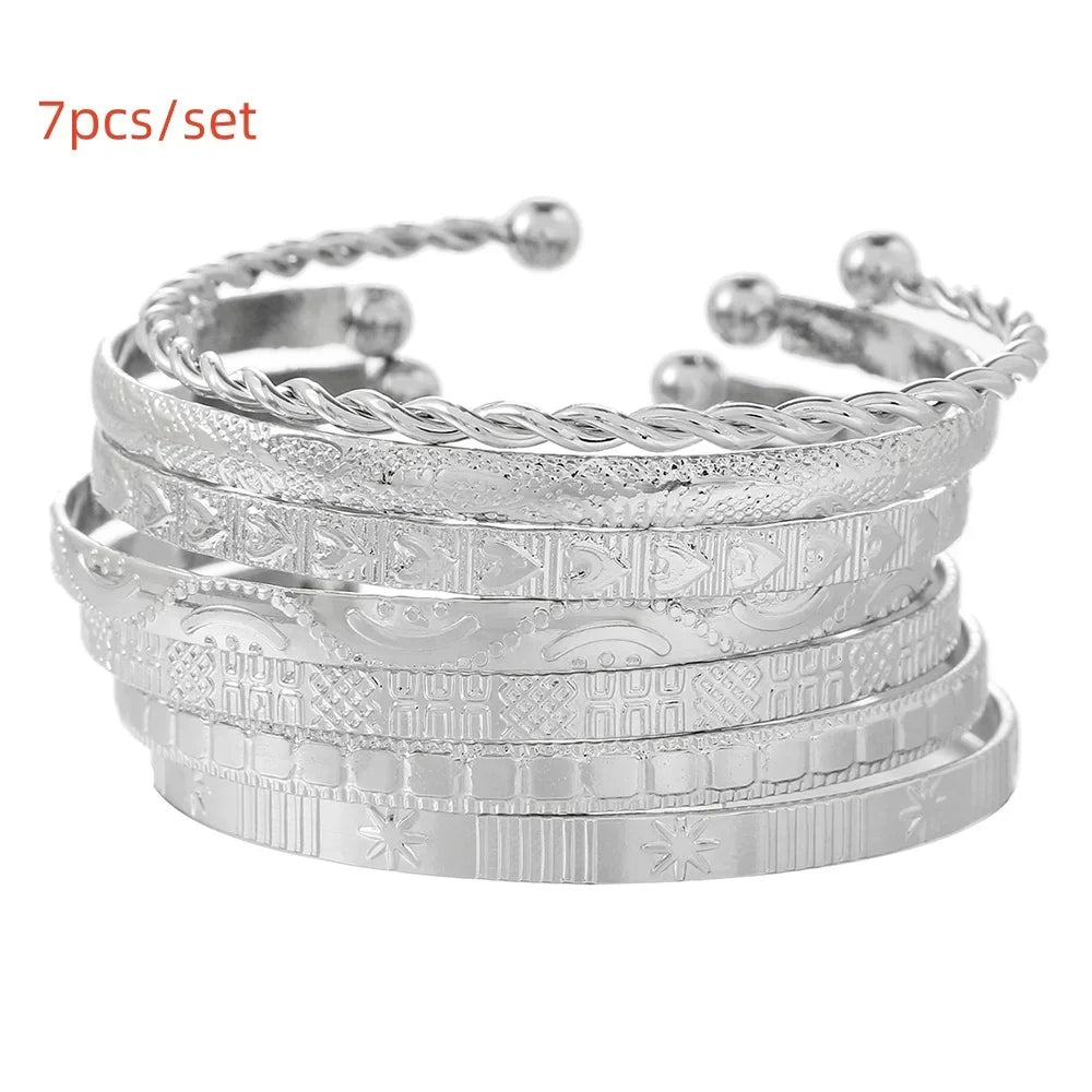 New Fashion Boho Punk 10Pcs/Sets Cuff Bracelets & Bangles For Women Love Pulseiras Bangle Set Feminina Jewelry Charm Gifts
