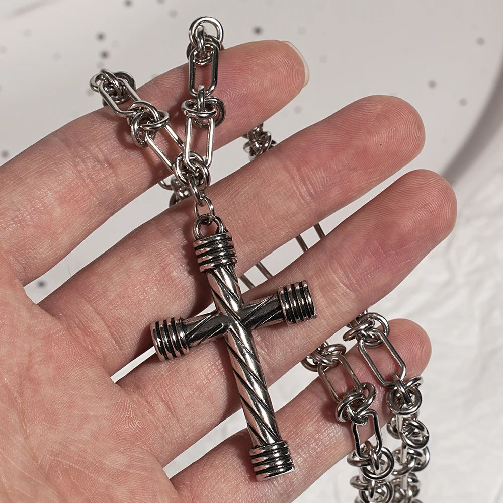 Y2k punk style creative black cross set necklace, trendy retro necklace, Christmas party jewelry gift
