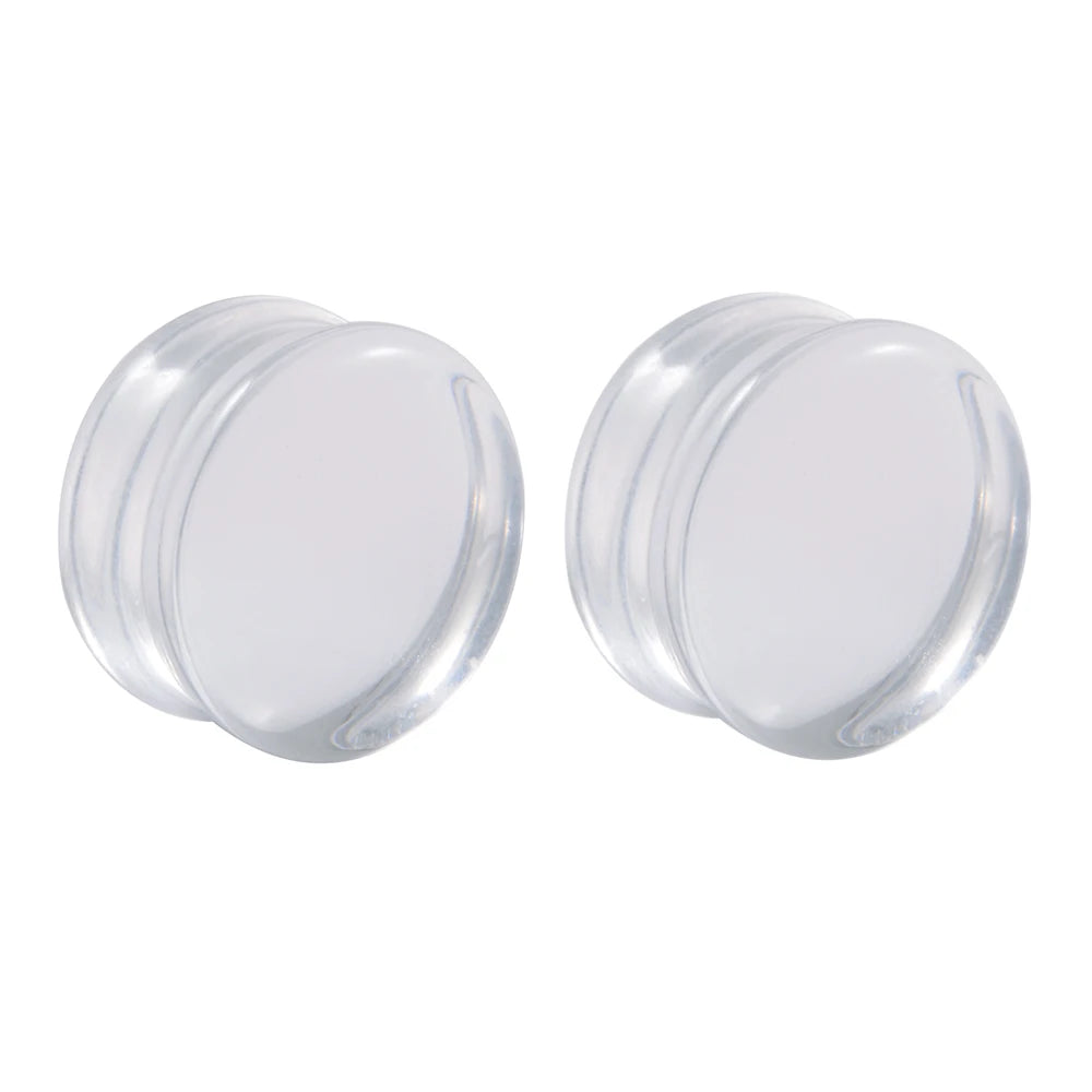 2pcs Ear Tunnel Plug White Black Clear Acrylic Double Flare Ear Gauges Saddle Expander Stretcher Body Jewelry