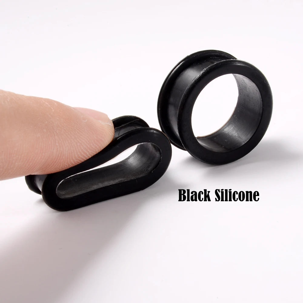 2pcs Ear Tunnel Plug White Black Clear Acrylic Double Flare Ear Gauges Saddle Expander Stretcher Body Jewelry