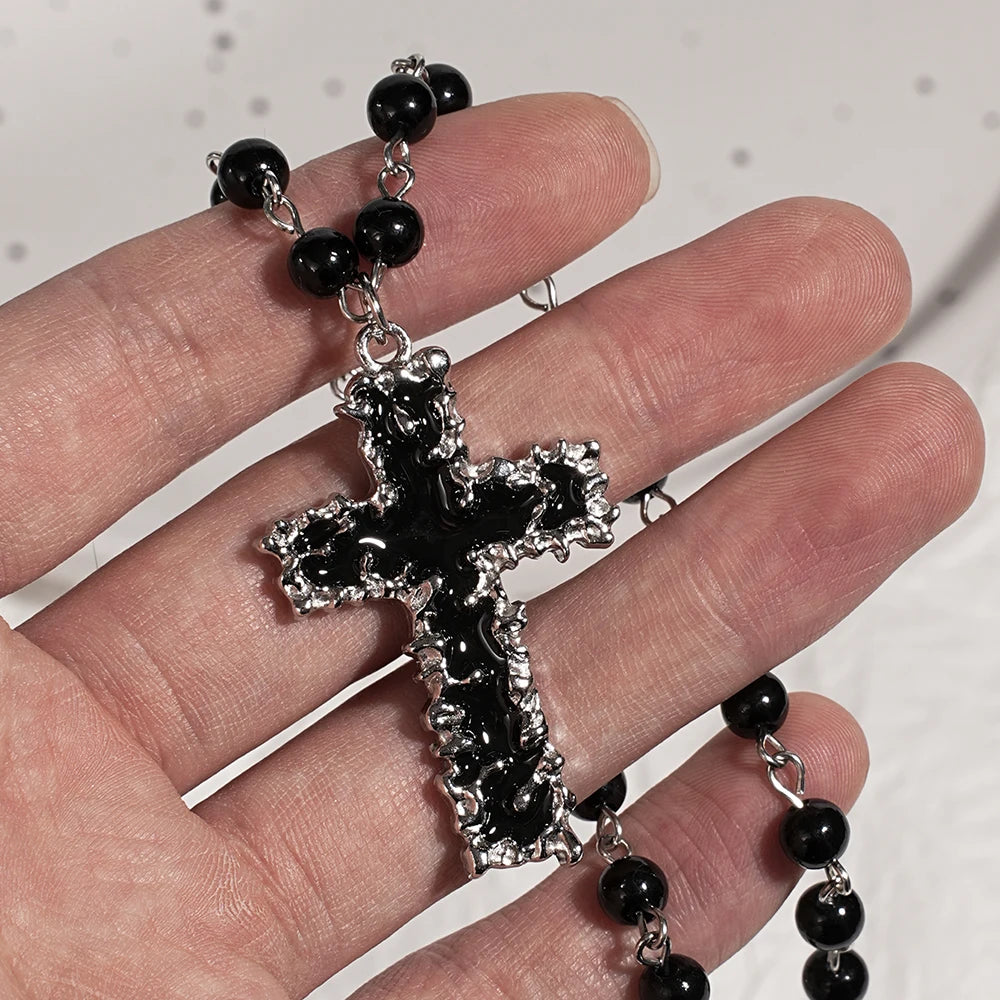 Y2k punk style creative black cross set necklace, trendy retro necklace, Christmas party jewelry gift