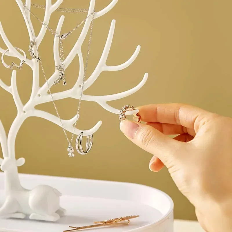 Jewelry Rack Antlers Earrings Necklaces Rings Display Bracelet Deer Jewelry Organizer Cases Stand Tray Tree Gifts For Women
