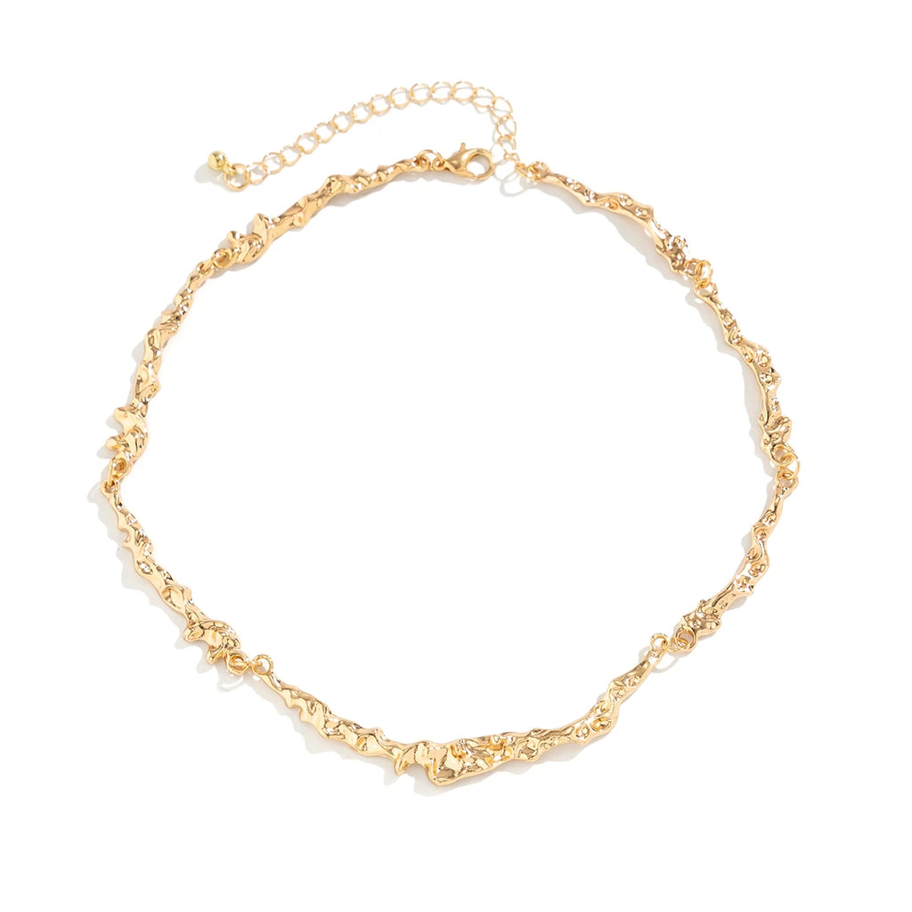 Ingemark Simple Irregular Bone Chain Necklace for Women 2024 Trend Goth Metal Choker Aesthetic Jewelry Accessories Steampunk Men