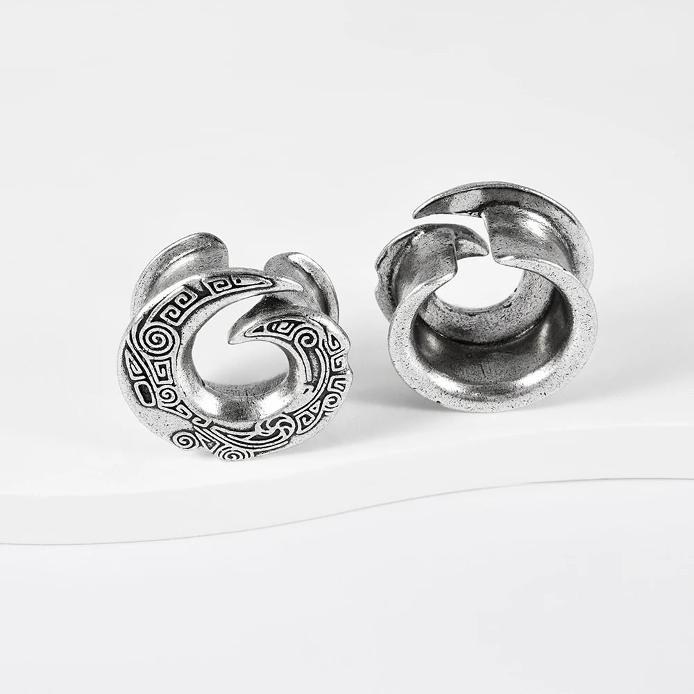 1-2PCS Dragon Vintage Amulet Ear Tunnels&Plugs Expander Weight Ear Gauges Stretchers Earring Copper Piercing Body Jewelry8-25mm