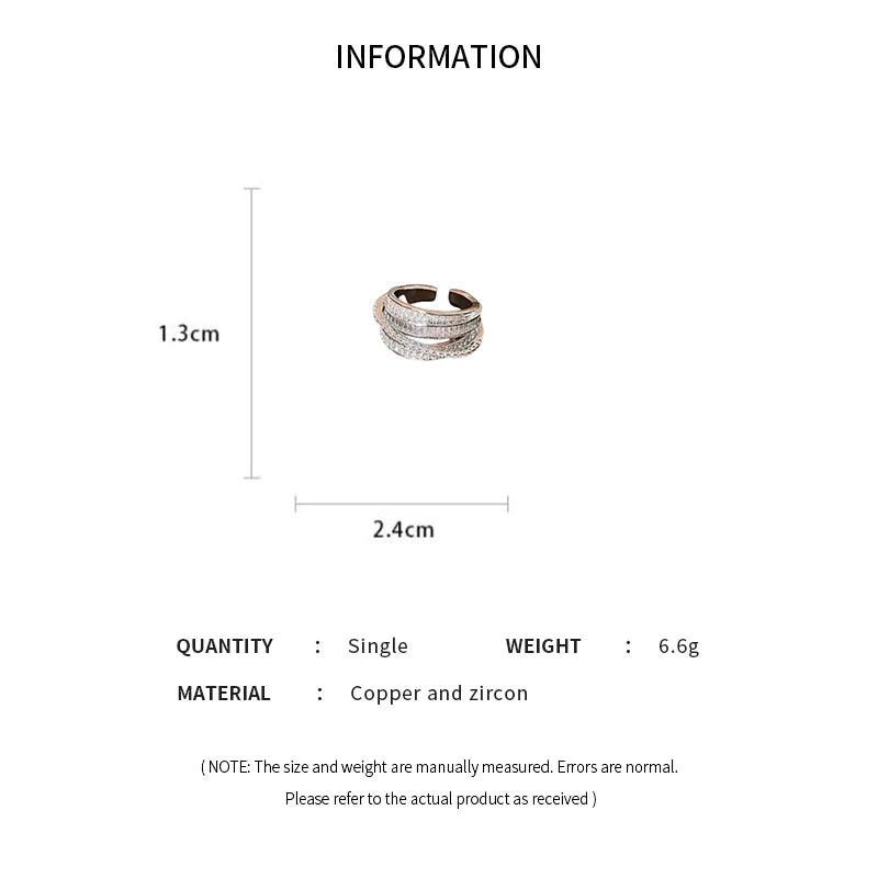 Light Luxury Inlaid Cubic Zircon Finger Ring For Women Classic Cross Design Open Ring Bride Jewelry For Engagement Wedding