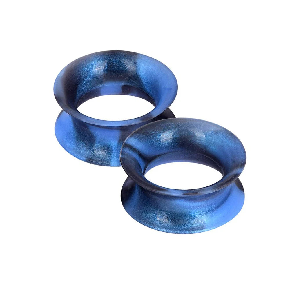 1 Pair Soft Silicone Flexible Flesh Tunnels Ear Skin Gauges Stretchers Expander Double Flared Hollow Body Piercing Jewelry Set