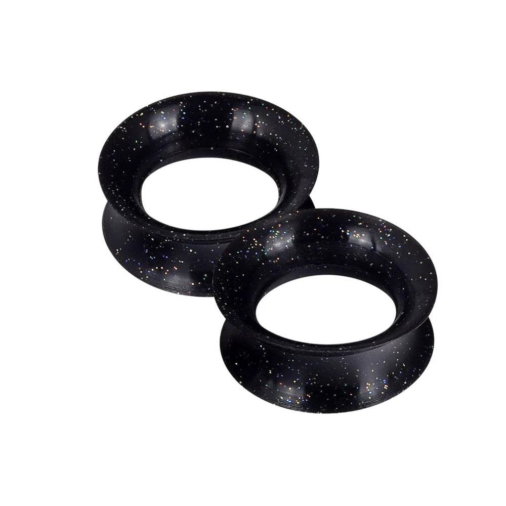1 Pair Soft Silicone Flexible Flesh Tunnels Ear Skin Gauges Stretchers Expander Double Flared Hollow Body Piercing Jewelry Set