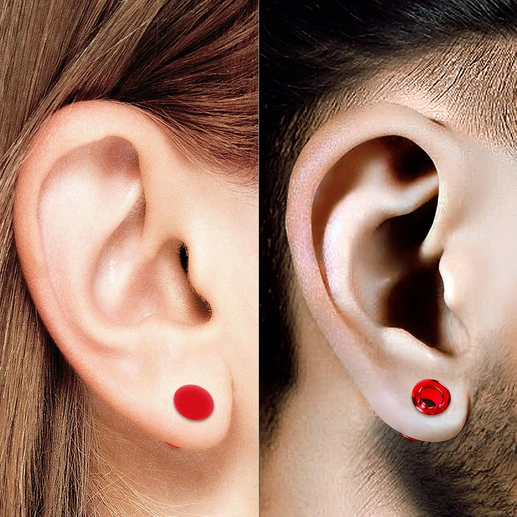 1 Pair Red Silicone Double Flared Saddle Piercing Jewelry Stretcher Ear Plugs Earring Lobe Acrylic External Flesh Tunnel 3-20mm
