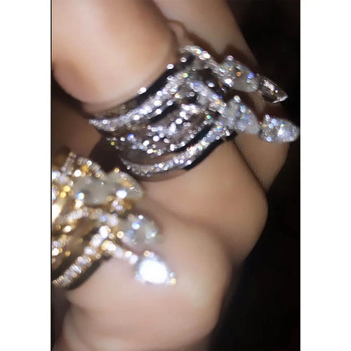 2026 New Gold Plated Multilayer Stacking Finger Ring Micro Pave Cubic Zircon For Women Fashion Unique Full Finger Jewlery
