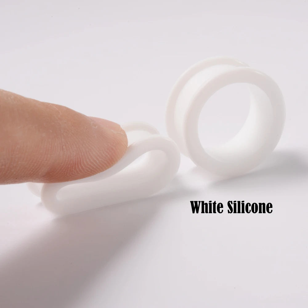 2pcs Ear Tunnel Plug White Black Clear Acrylic Double Flare Ear Gauges Saddle Expander Stretcher Body Jewelry
