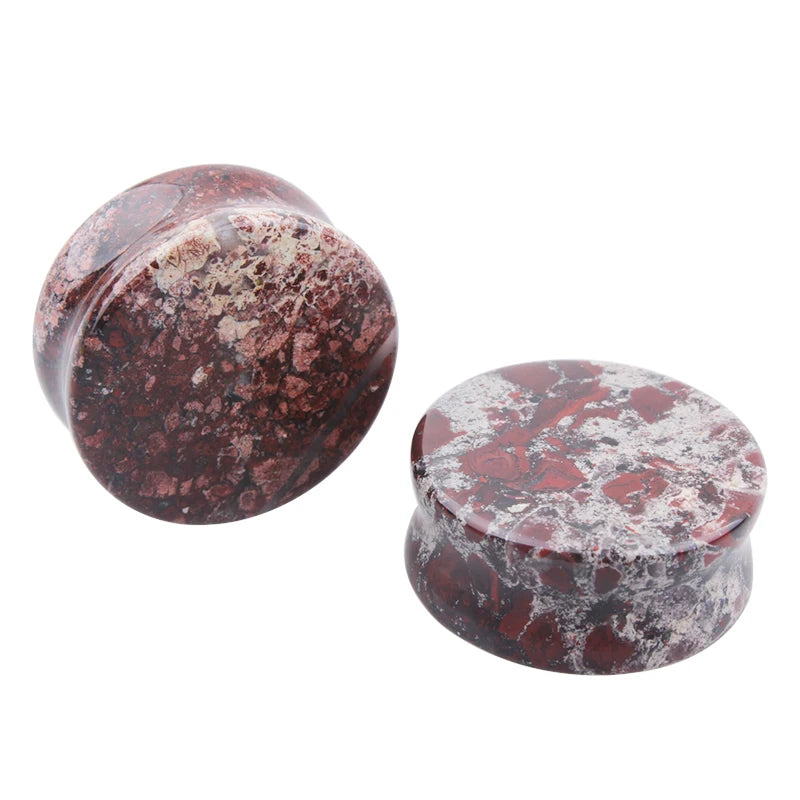 2pcs Stone Flesh Ear Plugs Tunnels Double Flare Ear Piercings Earrings Gauges Women Men Helix Lobe Labret Stretcher Body Jewelry