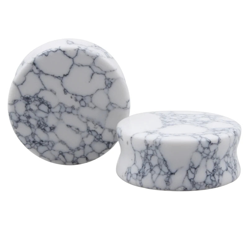 2pcs Stone Flesh Ear Plugs Tunnels Double Flare Ear Piercings Earrings Gauges Women Men Helix Lobe Labret Stretcher Body Jewelry