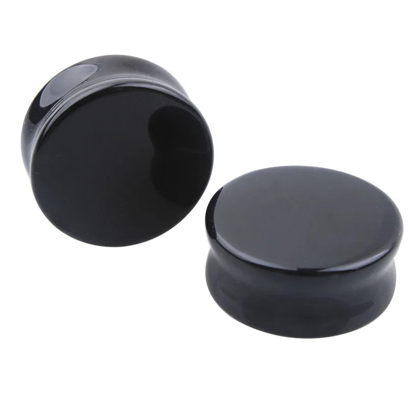 2pcs Stone Flesh Ear Plugs Tunnels Double Flare Ear Piercings Earrings Gauges Women Men Helix Lobe Labret Stretcher Body Jewelry