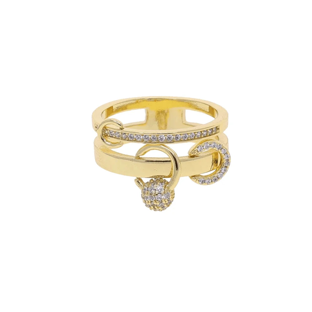 2026 New Gold Plated Multilayer Stacking Finger Ring Micro Pave Cubic Zircon For Women Fashion Unique Full Finger Jewlery