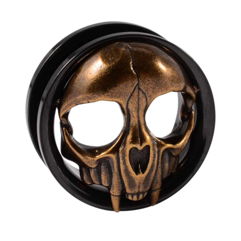 1PC Punk Stainless Steel Skeleton Ear Stretchers Tunnel External Thread Vintage Ear Gauge Plugs Expander Body Piercing Jewelry