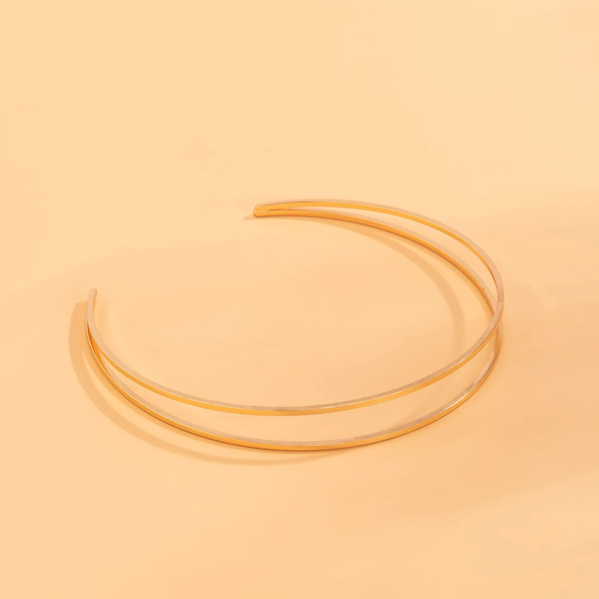Ingemark Simple Goth Glossy Gold Color Open Cuff Bangles for Women Vintage C Shape Adjustable Arm Bracelet Grunge Jewelry Gift