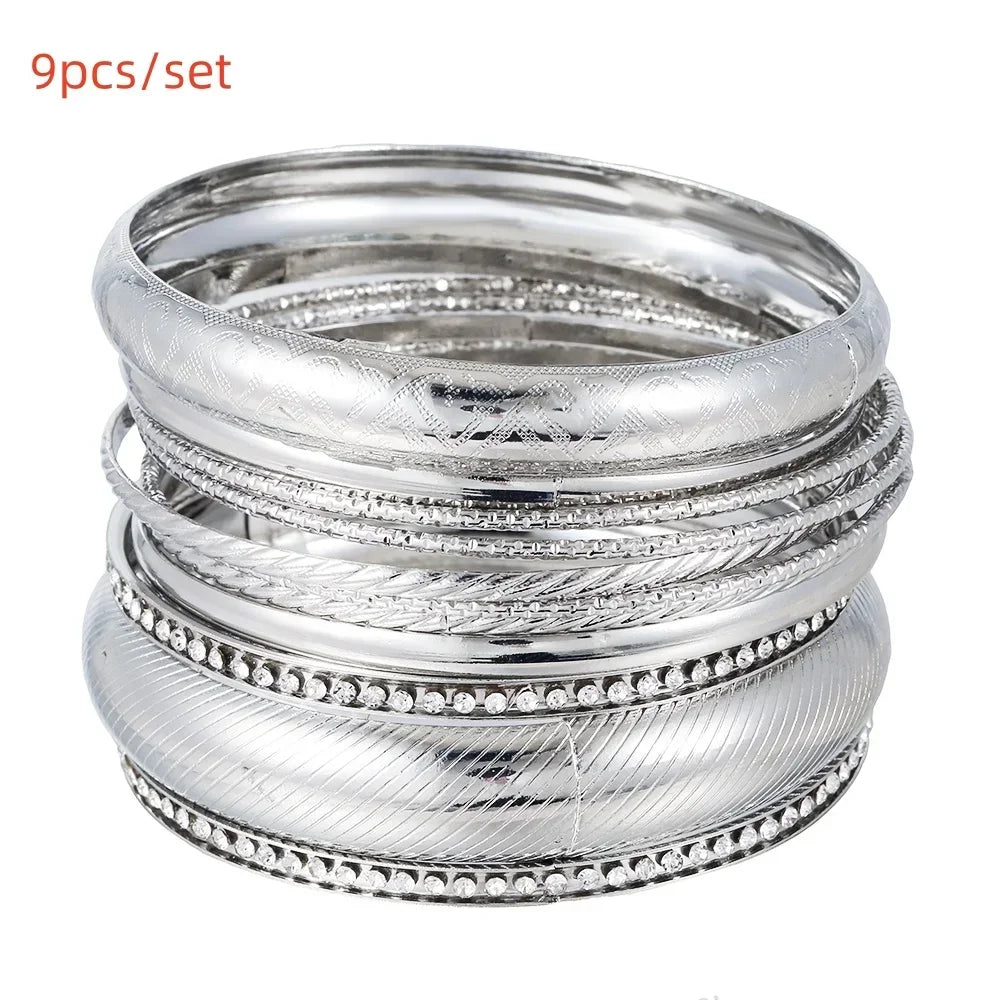 New Fashion Boho Punk 10Pcs/Sets Cuff Bracelets & Bangles For Women Love Pulseiras Bangle Set Feminina Jewelry Charm Gifts