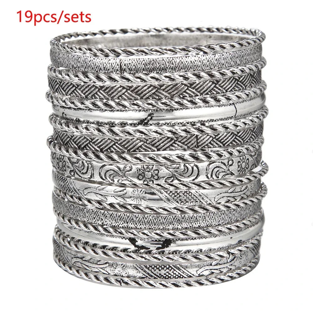 New Fashion Boho Punk 10Pcs/Sets Cuff Bracelets & Bangles For Women Love Pulseiras Bangle Set Feminina Jewelry Charm Gifts