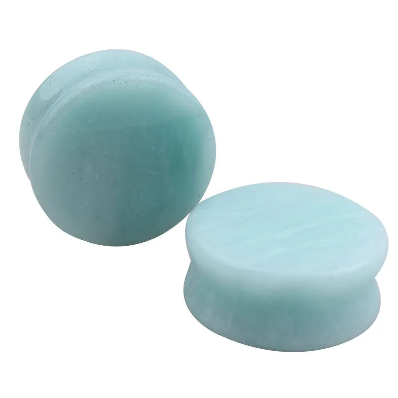 2pcs Stone Flesh Ear Plugs Tunnels Double Flare Ear Piercings Earrings Gauges Women Men Helix Lobe Labret Stretcher Body Jewelry