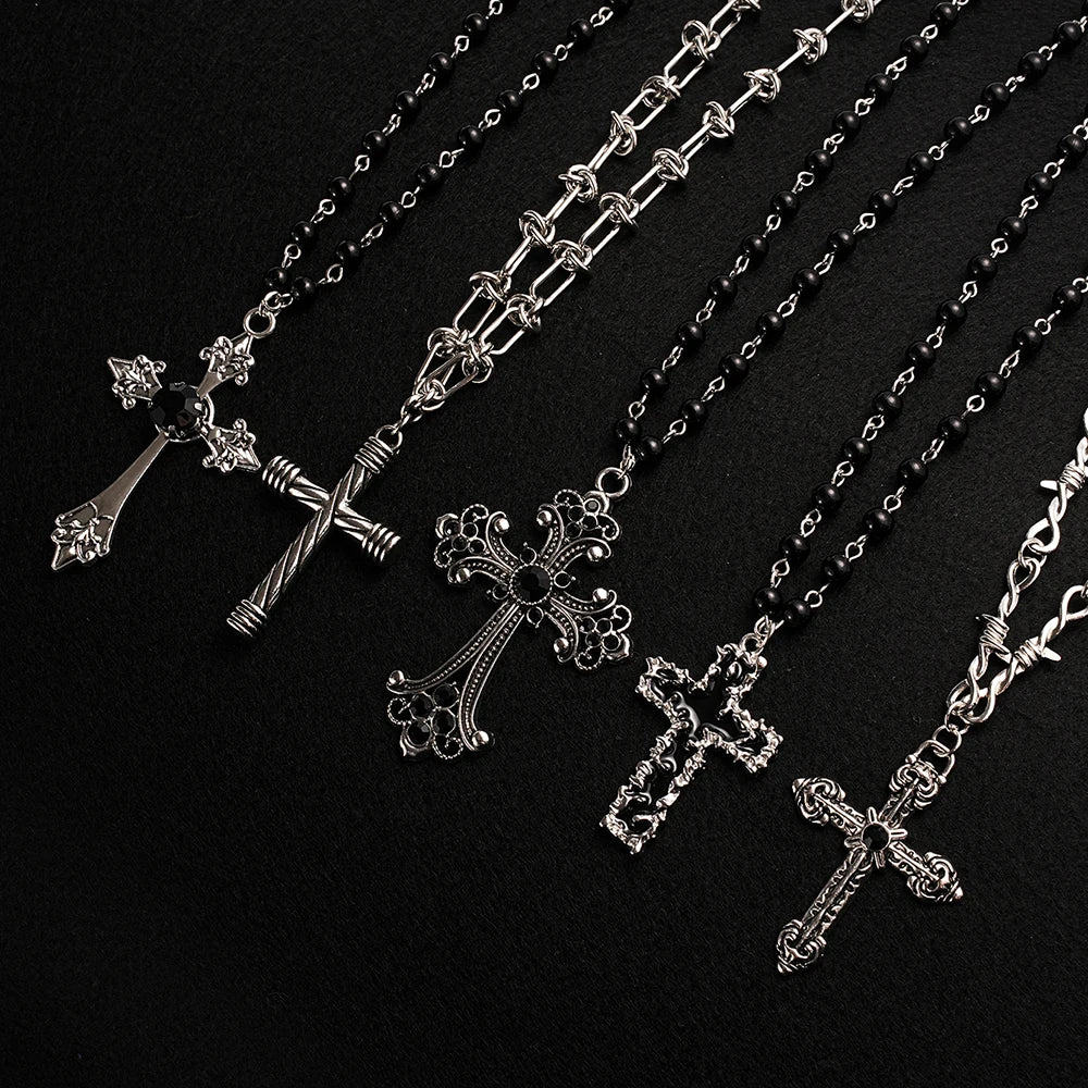 Y2k punk style creative black cross set necklace, trendy retro necklace, Christmas party jewelry gift