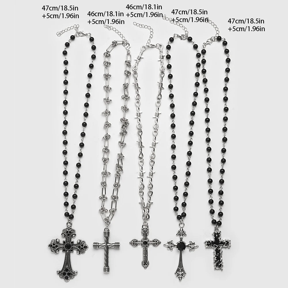Y2k punk style creative black cross set necklace, trendy retro necklace, Christmas party jewelry gift