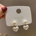 2 WOMEN'S Creative Minimalist Love Pearl Earrings, Fashionable Dressing Party Accessories