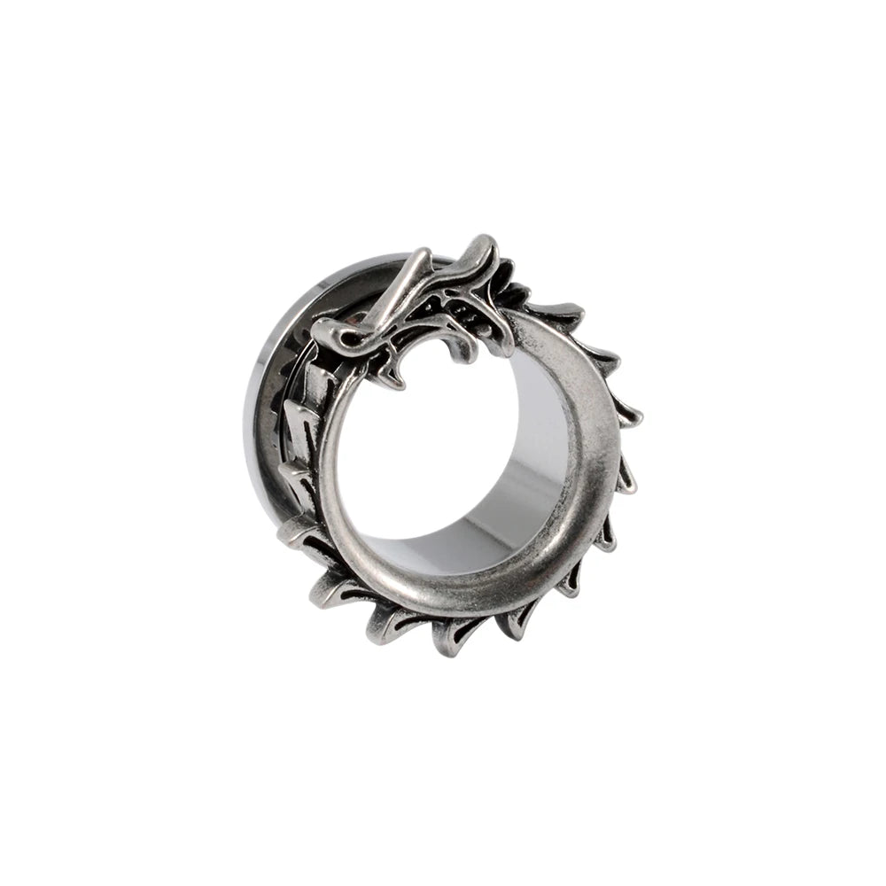 1PC Punk Stainless Steel Skeleton Ear Stretchers Tunnel External Thread Vintage Ear Gauge Plugs Expander Body Piercing Jewelry