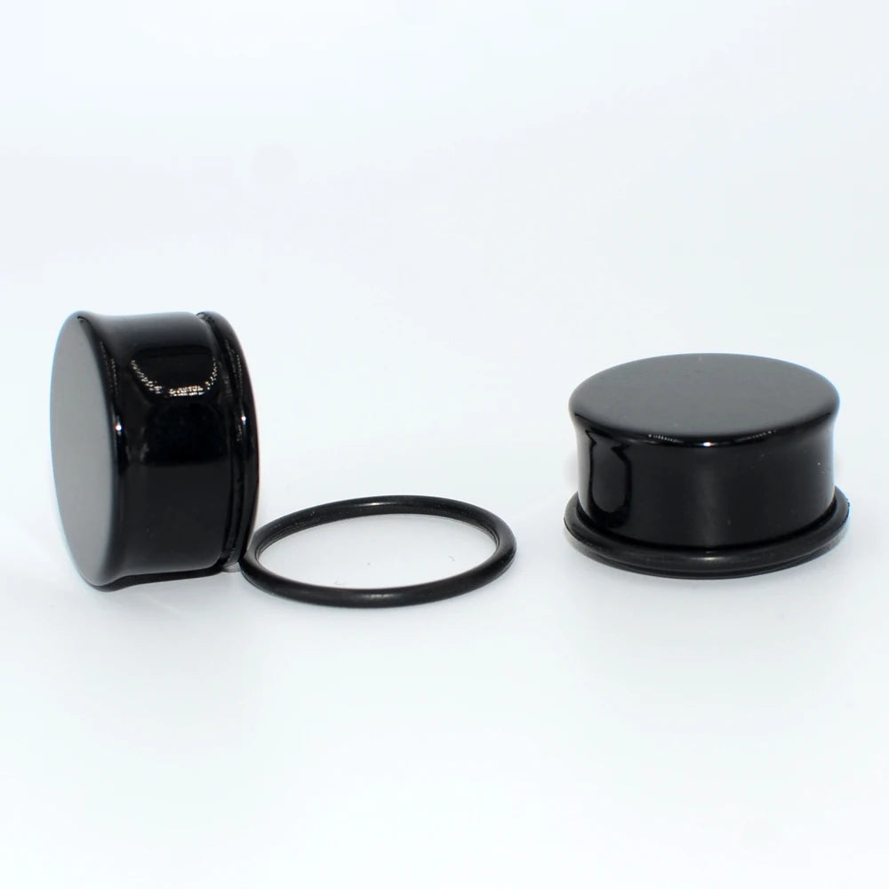 2pcs Ear Tunnel Plug White Black Clear Acrylic Double Flare Ear Gauges Saddle Expander Stretcher Body Jewelry