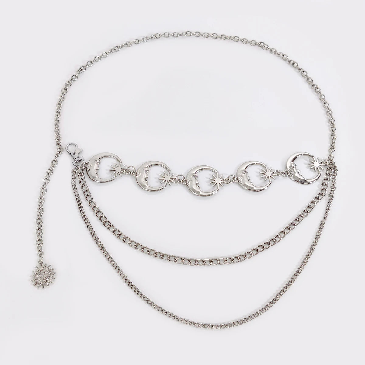 Fashion Vintage Gold Chain Belt Female Goth Moon Metal Designer Belts For Women High Quality Female Waist Tassle Goth Dress Cors