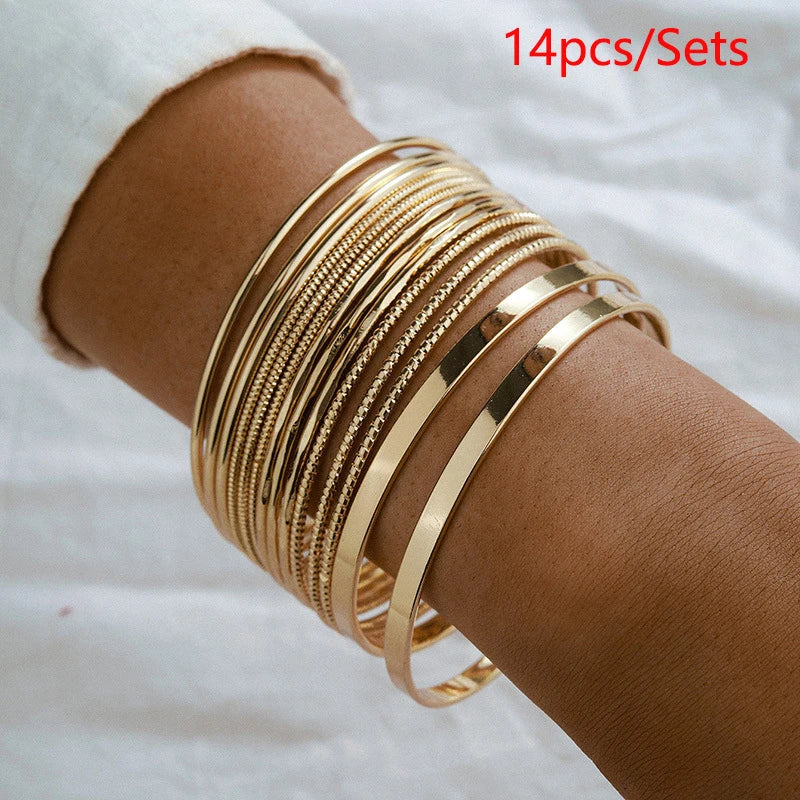 New Fashion Boho Punk 10Pcs/Sets Cuff Bracelets & Bangles For Women Love Pulseiras Bangle Set Feminina Jewelry Charm Gifts
