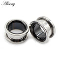 Alisouy 2pcs Smiple Hollow Stainless Steel Flared Ear Plugs Tunnel Expander Stretcher Gauges Flesh Piercing Earring Body Jewelry