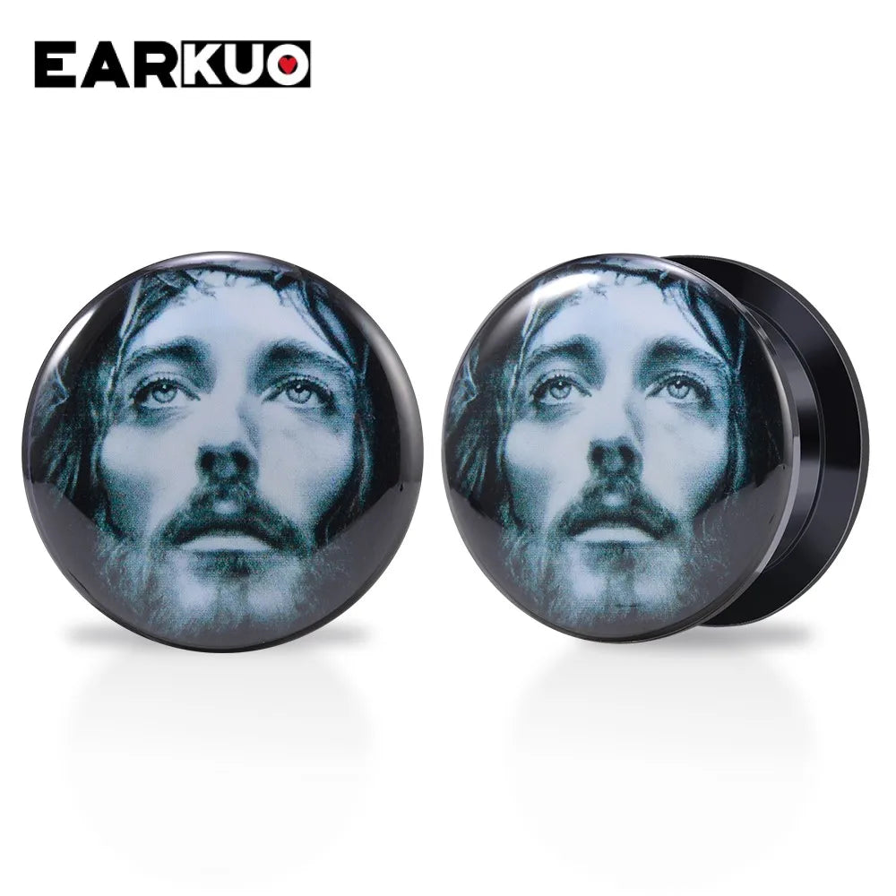 EARKUO Lovely Acrylic Cat Mouse Girl Tiger Dinosaur Ear Plugs Tunnels Piercing Body Jewelry Gauges Expanders Stretchers 2PCS