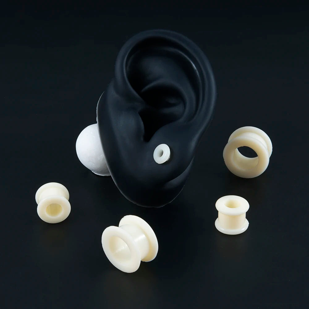 Pair Supersize Flexible Silicone Double Flared Ear Tunnel Plug Skin/Brown Flesh Tunnel Ear Gauge Expander Stretchers Piercing