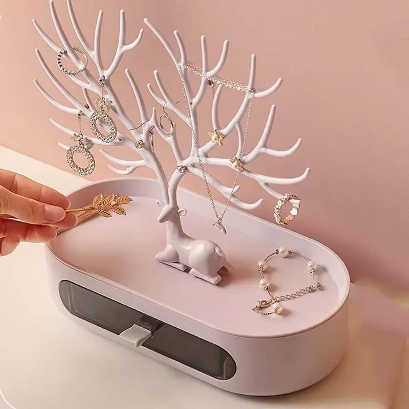 Jewelry Rack Antlers Earrings Necklaces Rings Display Bracelet Deer Jewelry Organizer Cases Stand Tray Tree Gifts For Women
