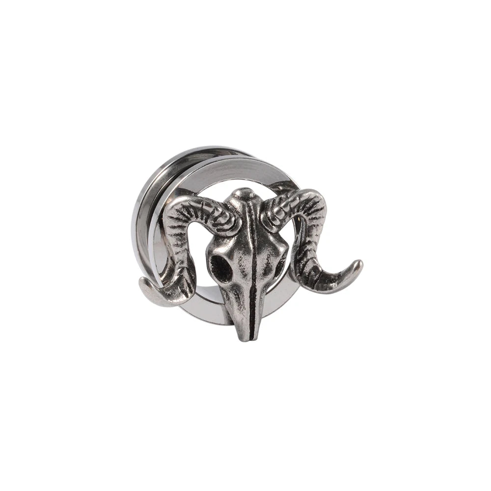 1PC Punk Stainless Steel Skeleton Ear Stretchers Tunnel External Thread Vintage Ear Gauge Plugs Expander Body Piercing Jewelry