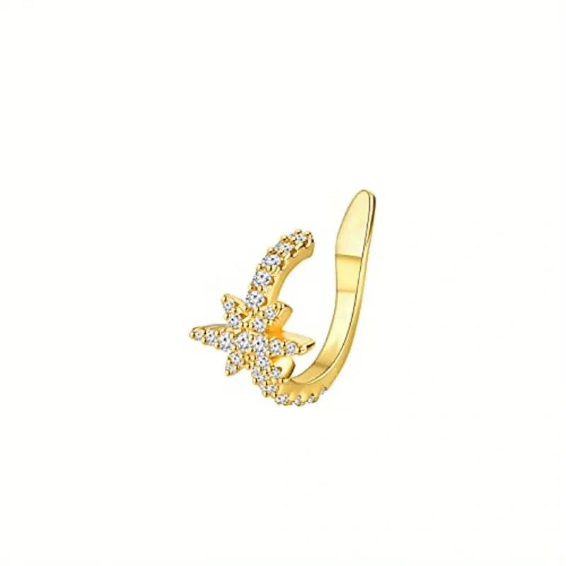 1Pc Hot Sale Cute Metal Leaf Earcuff Clips On Earring for Women Girls, No Fake Piercing Cartilage Earrings Ear Ring Without Hole