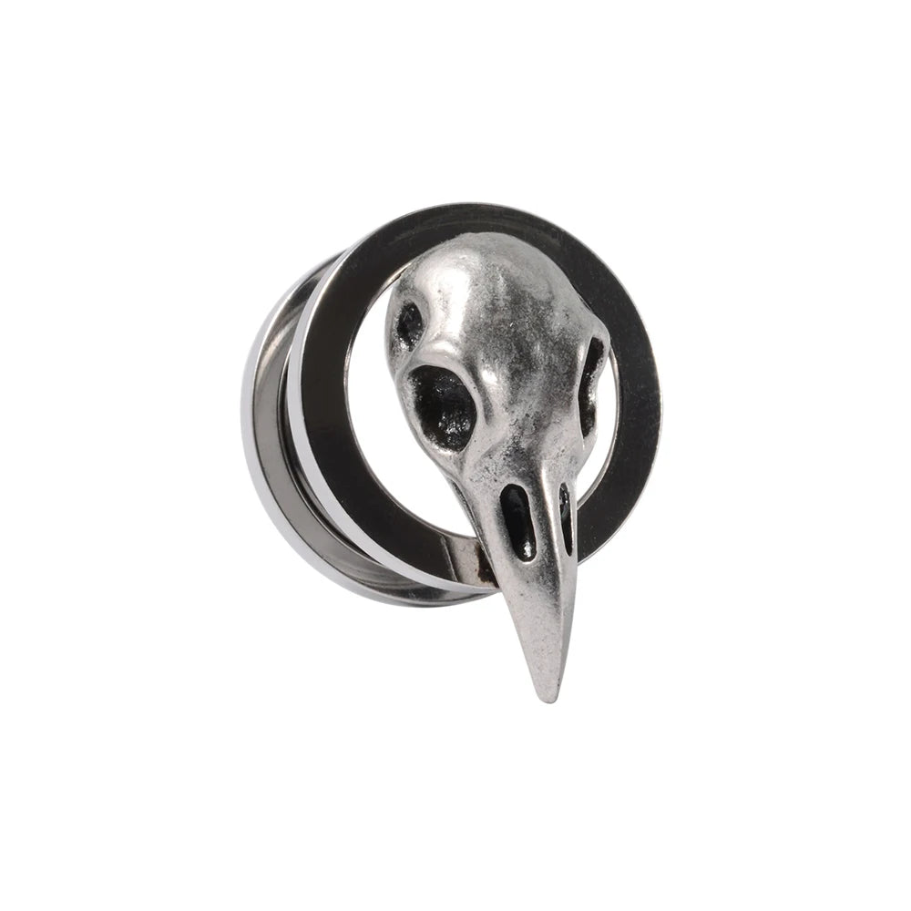 1PC Punk Stainless Steel Skeleton Ear Stretchers Tunnel External Thread Vintage Ear Gauge Plugs Expander Body Piercing Jewelry