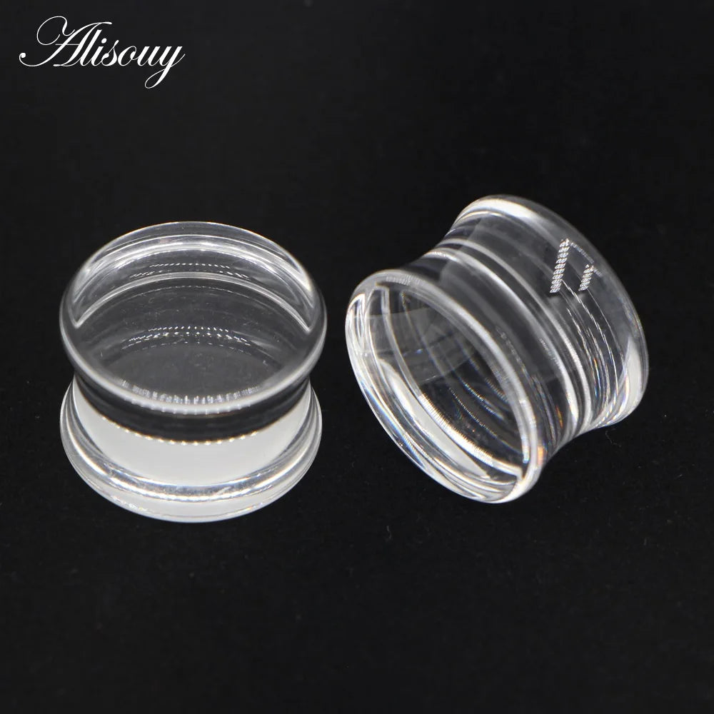 2pcs White Black Transparent Acrylic Ear Tunnel Plug Ear Gauges Piercing Double Curved Saddle Expander Stretcher Body Jewelry