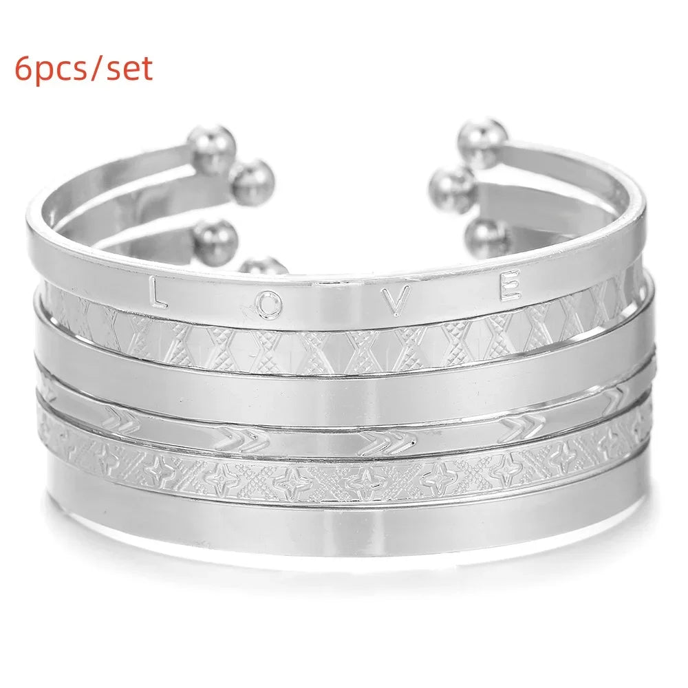 New Fashion Boho Punk 10Pcs/Sets Cuff Bracelets & Bangles For Women Love Pulseiras Bangle Set Feminina Jewelry Charm Gifts