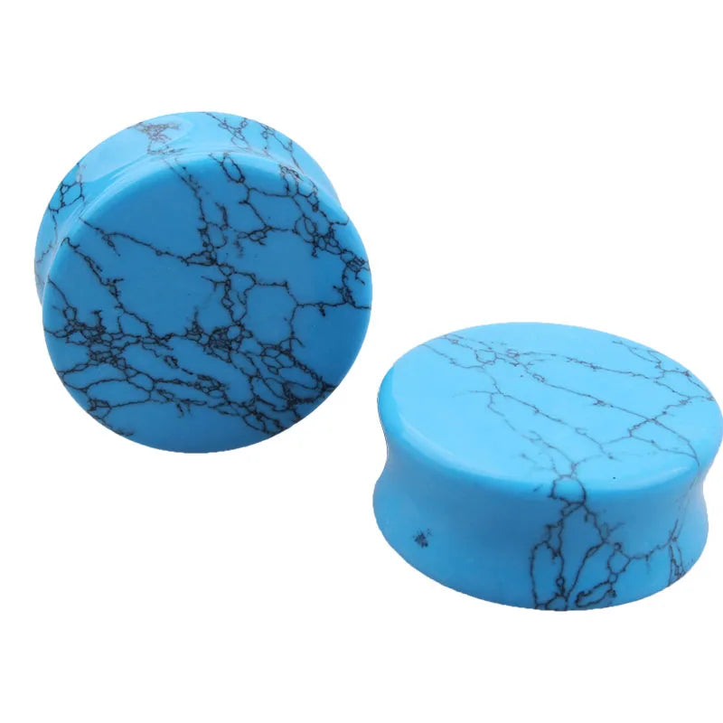 2pcs Stone Flesh Ear Plugs Tunnels Double Flare Ear Piercings Earrings Gauges Women Men Helix Lobe Labret Stretcher Body Jewelry