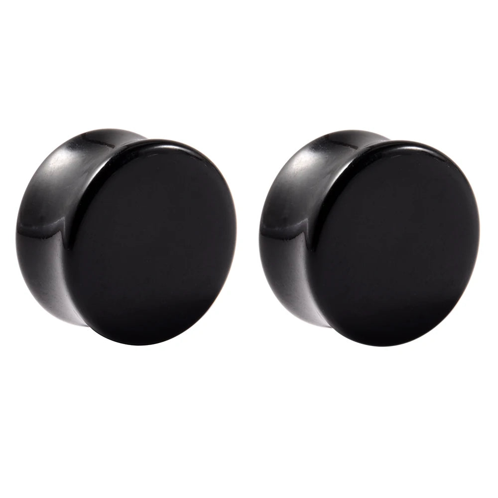 2pcs Ear Tunnel Plug White Black Clear Acrylic Double Flare Ear Gauges Saddle Expander Stretcher Body Jewelry